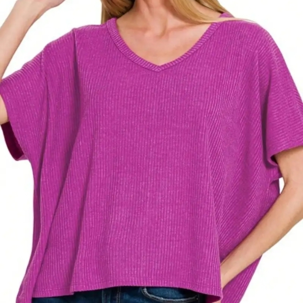 🌸Women's Zenana Purple V-Neck Lightweight Knit Sweater